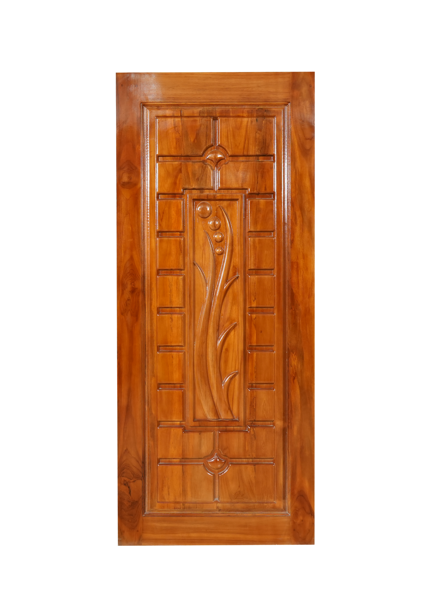Ghana Teakwood | Carved & Polished Door | Root CT-15