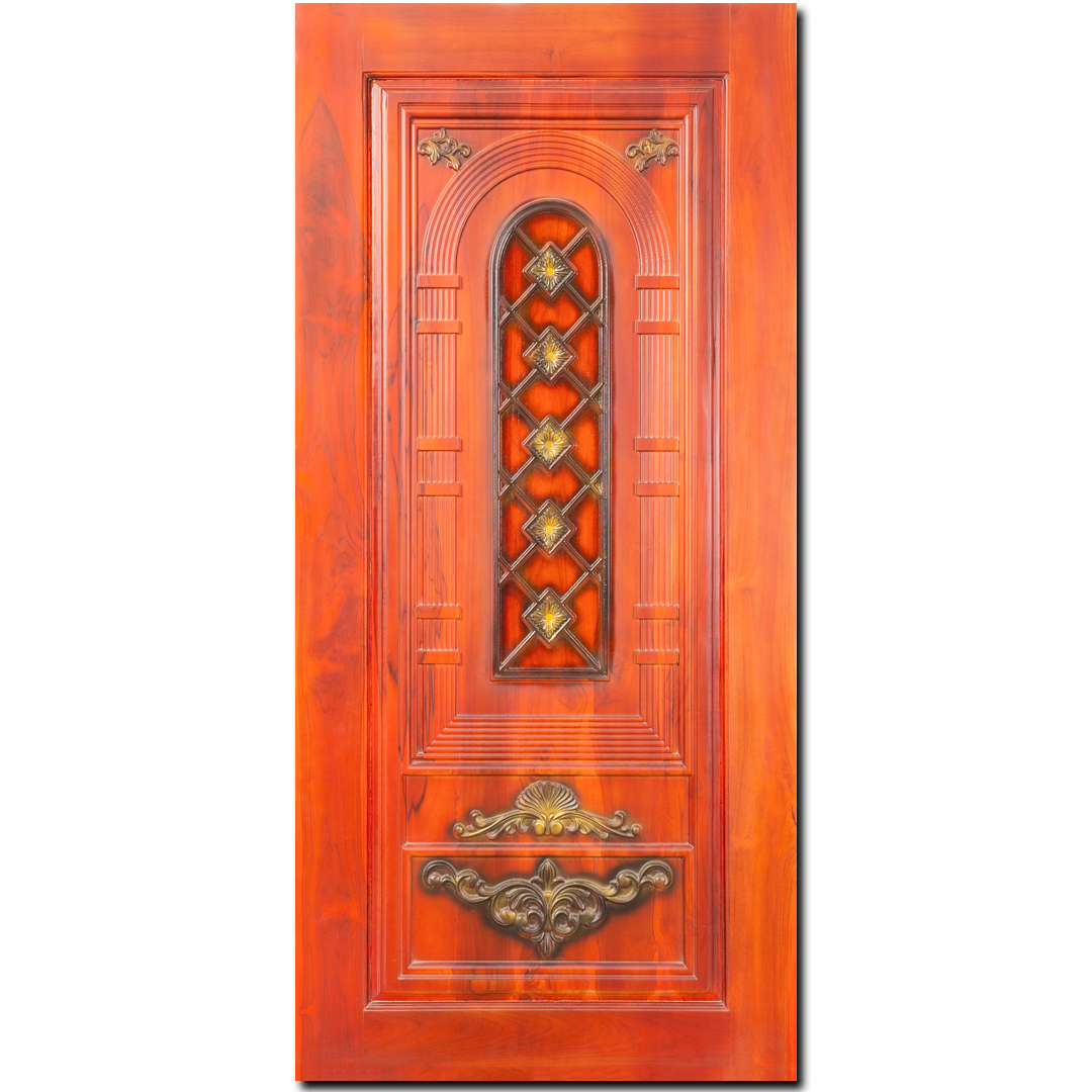 Ghana Teakwood | Carved and Polished Door | Twc Deepam TD 116