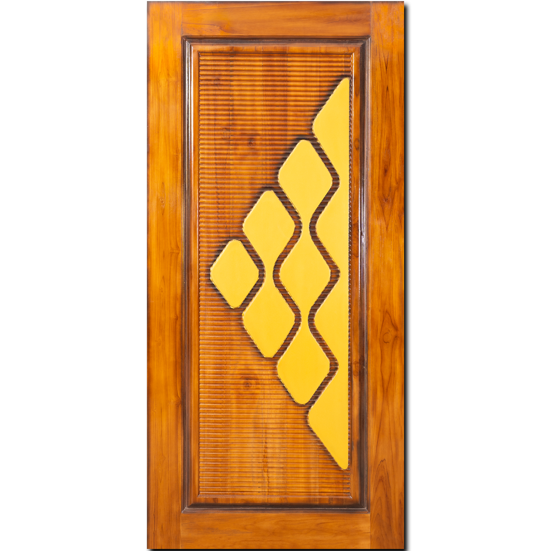 Ghana Teakwood | Carved and Polished Door | Diamond CT-121