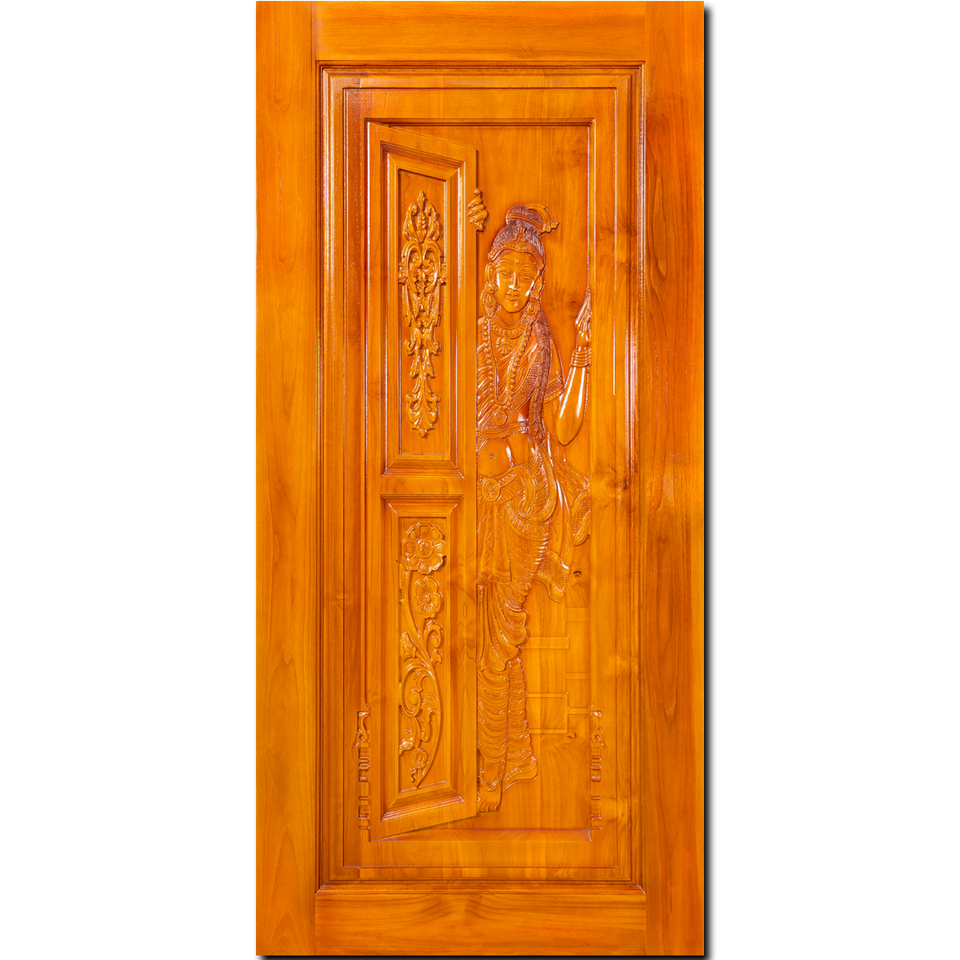 Ghana Teakwood | Carved & Polished Door | Twc Mangai GC-82