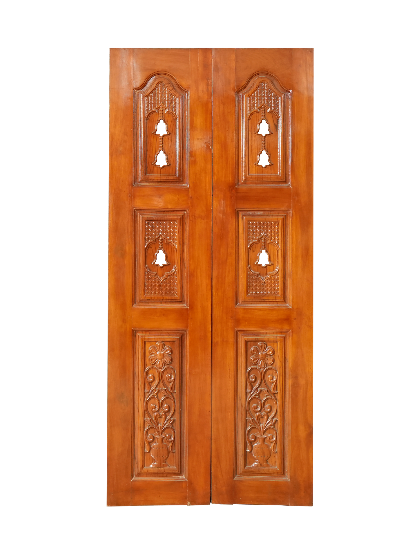 Ghana Teakwood |  Carved & Polished | Pooja Room Double Door