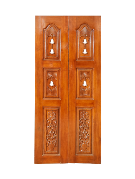 Ghana Teakwood |  Carved & Polished | Pooja Room Double Door