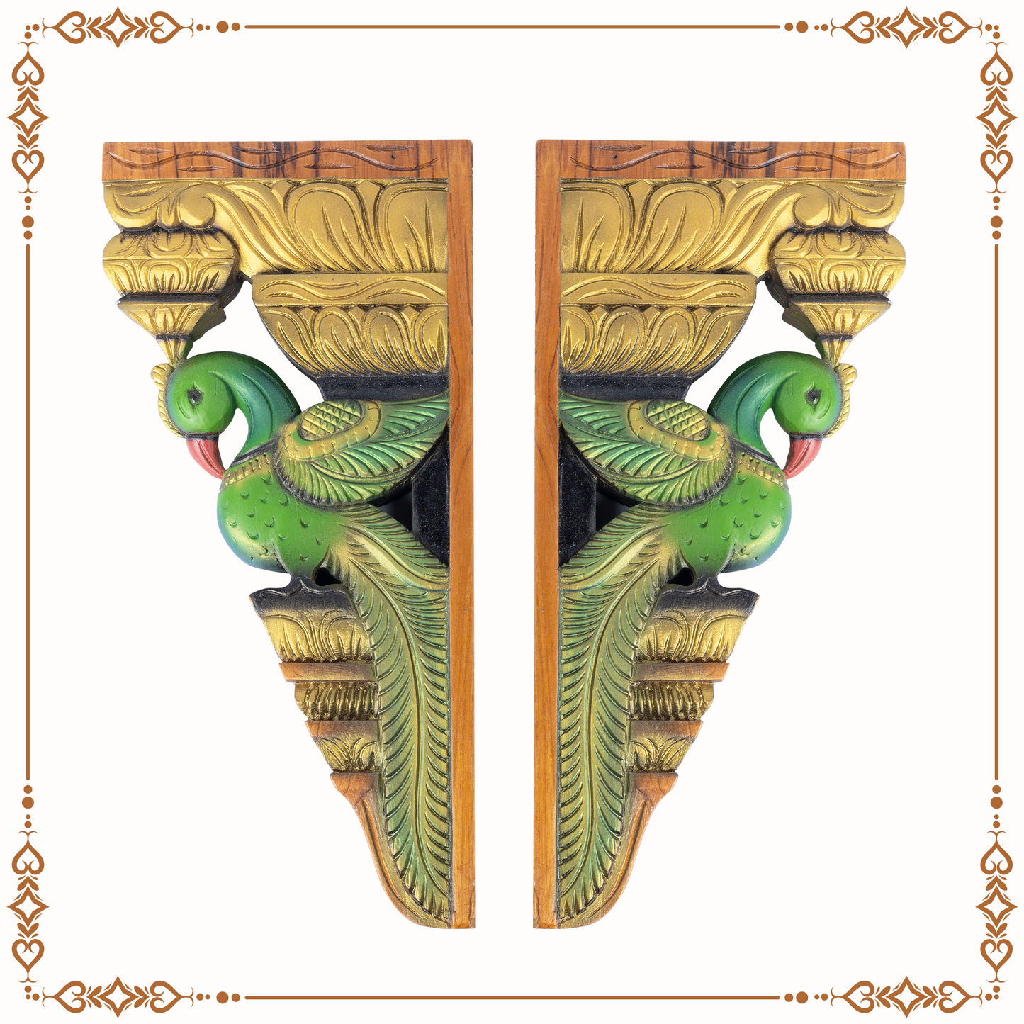 Teak Wood Parrot Wall Brackets