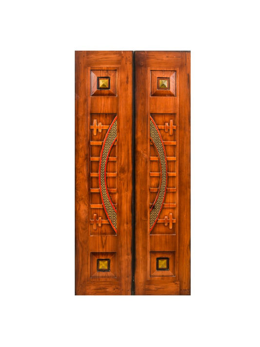 Ghana Teakwood |  Carved & Polished | Double Door TW DD 01