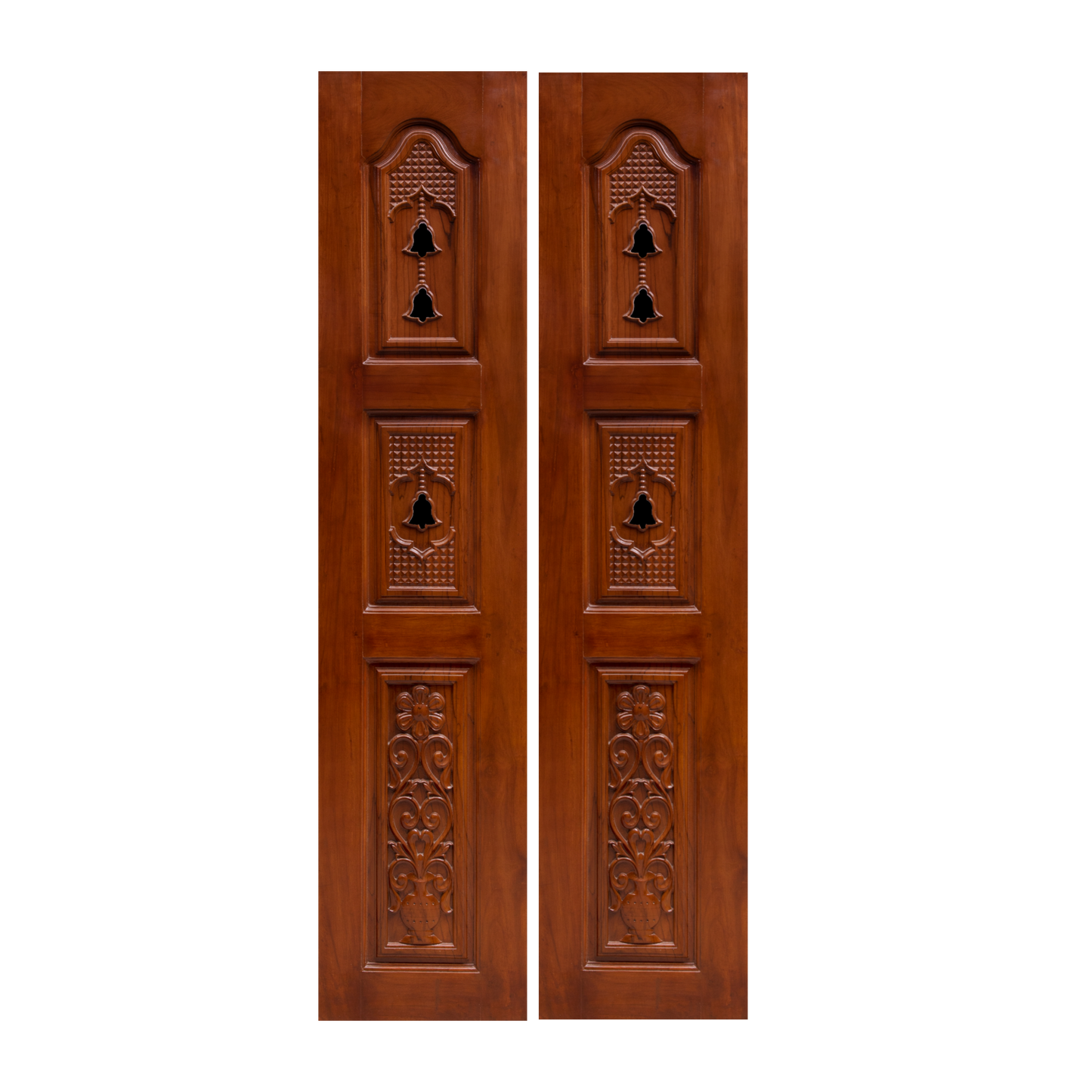 Ghana Teakwood |  Carved & Polished | Pooja Room Double Door