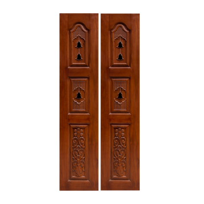 Ghana Teakwood |  Carved & Polished | Pooja Room Double Door