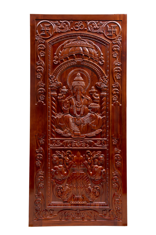 Ghana Teakwood | Carved and polished door |  Twc GC 107