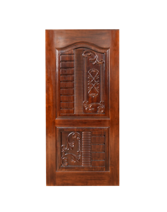 Ghana Teakwood |  Carved & Polished Door | Twc S Flower TD 110