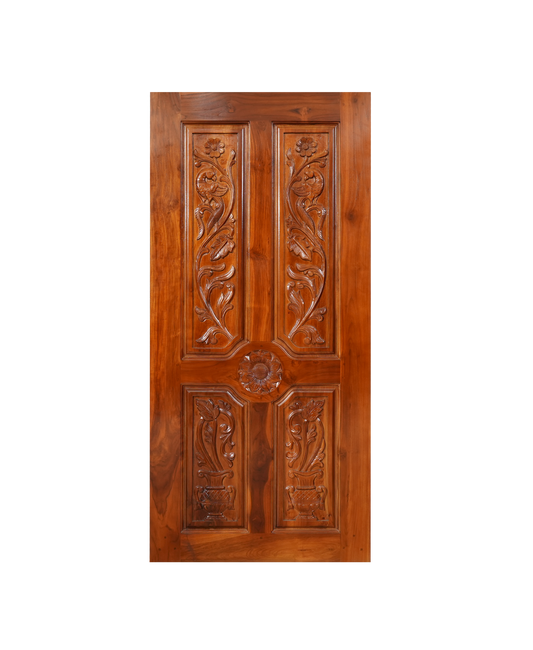 Ghana Teakwood |  Carved & Polished Door | Parrot GC-091