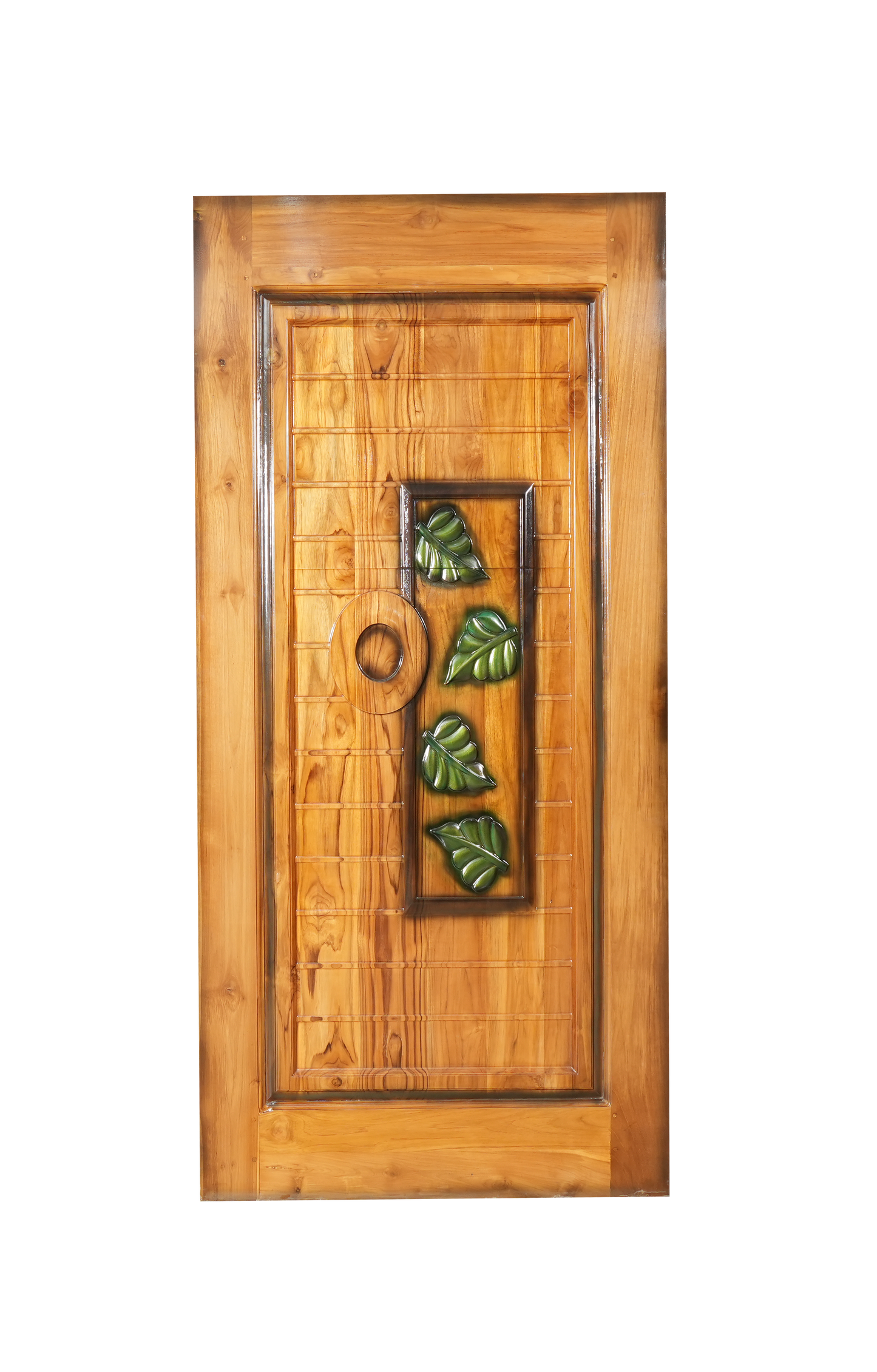 Ghana Teakwood |  Carved & Polished Door | 4 Leaves CT-82