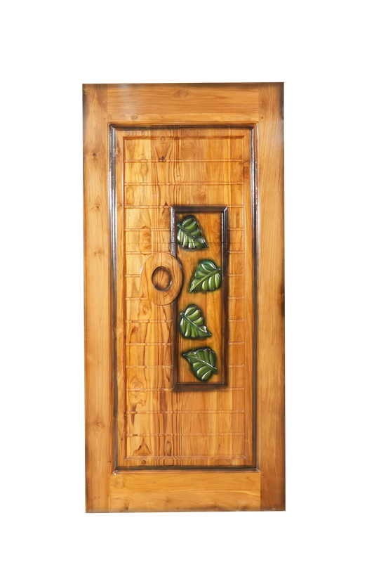 Ghana Teakwood |  Carved & Polished Door | 4 Leaves CT-82