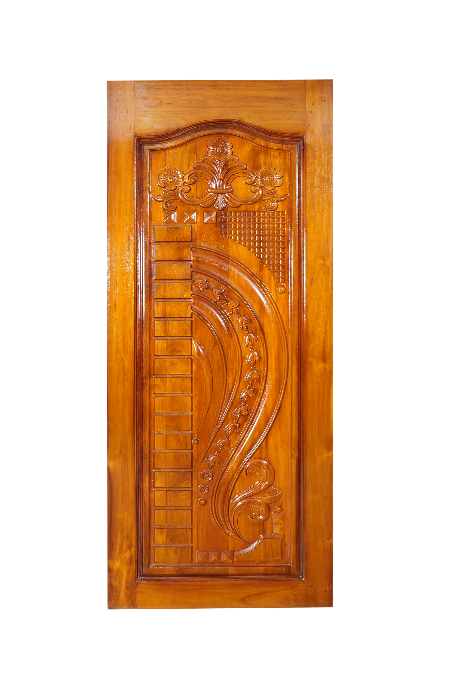 Ghana Teakwood |  Carved & Polished Door | Twc Royal TD 111