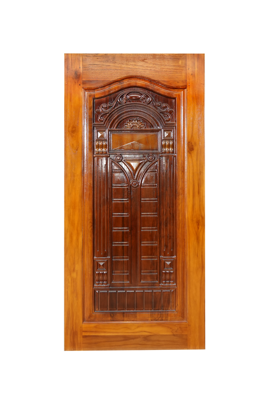 Ghana Teakwood |  Carved & Polished Door | Twc Entry TD 113