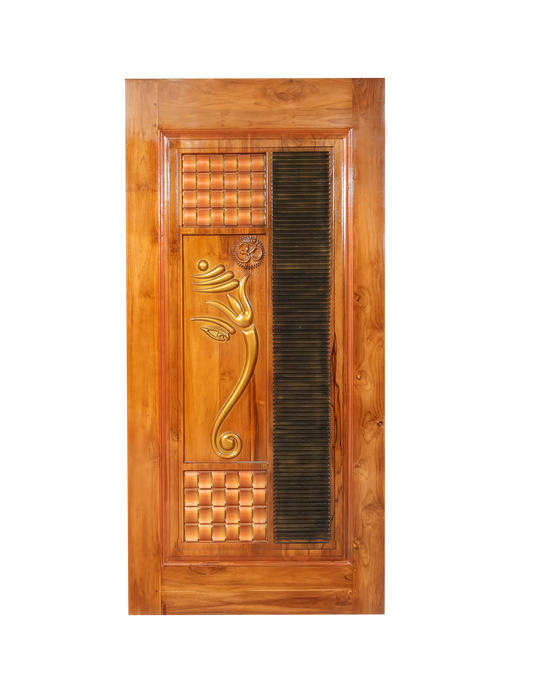 Ghana Teakwood |  Carved & Polished Door | Twc Devi GC 90