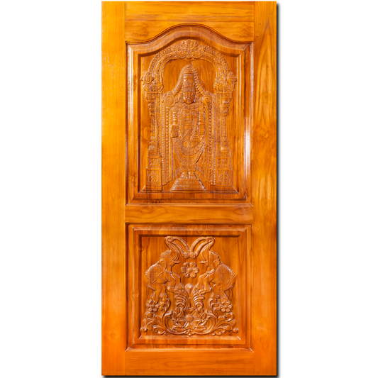 Ghana Teakwood |  Carved & Polished Door | Elephant Venkatesh GC-70