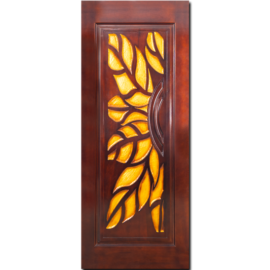 Malaysian Door |  Carved & Polished Wooden Door | Gold Leaves CT 113