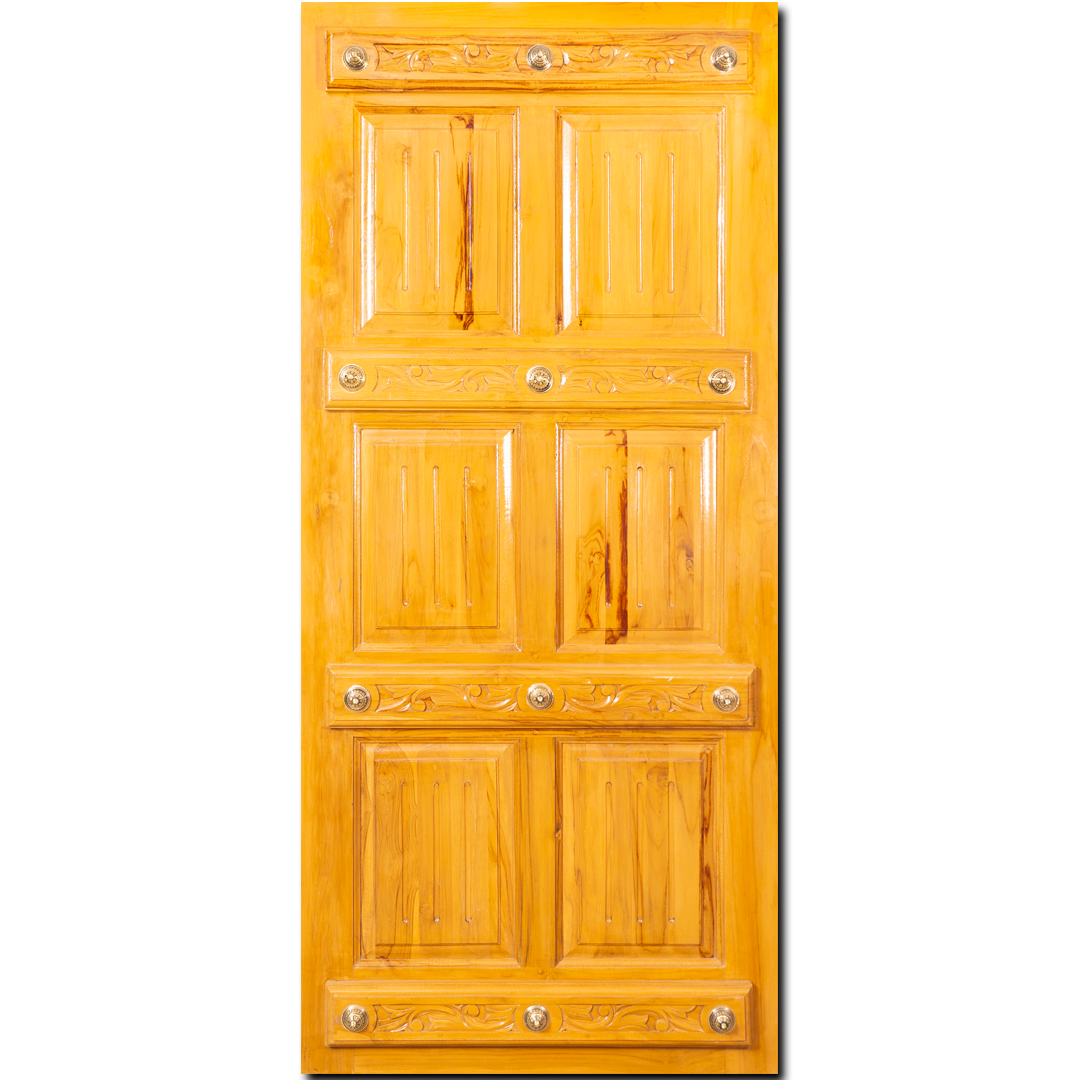 Ghana Teakwood | Carved & Polished Door | Karaikudi Chettinad