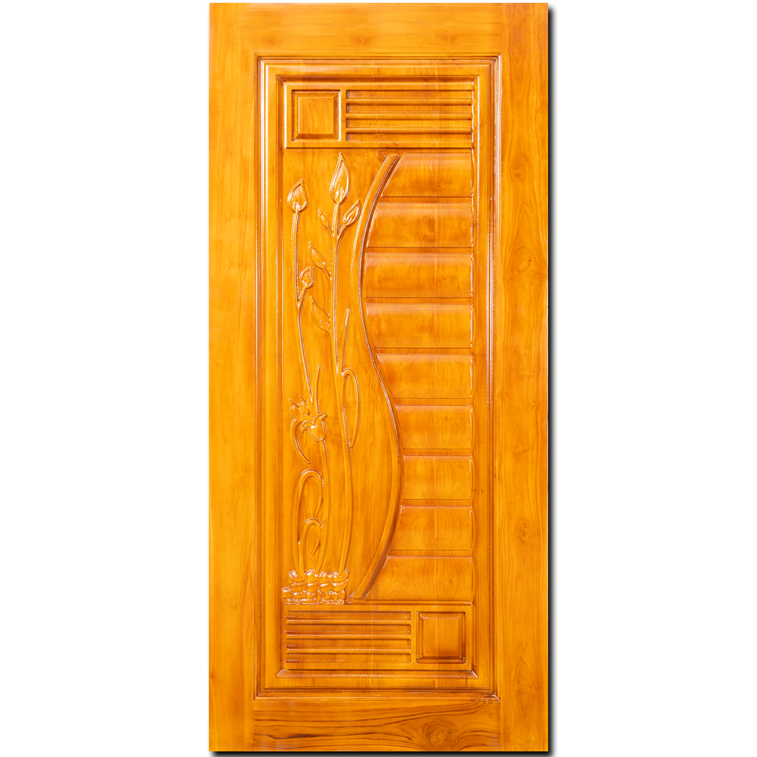 Ghana Teakwood |  Carved & Polished Door| Twc Pebble Plant CT 115