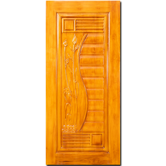 Ghana Teakwood |  Carved & Polished Door| Twc Pebble Plant CT 115