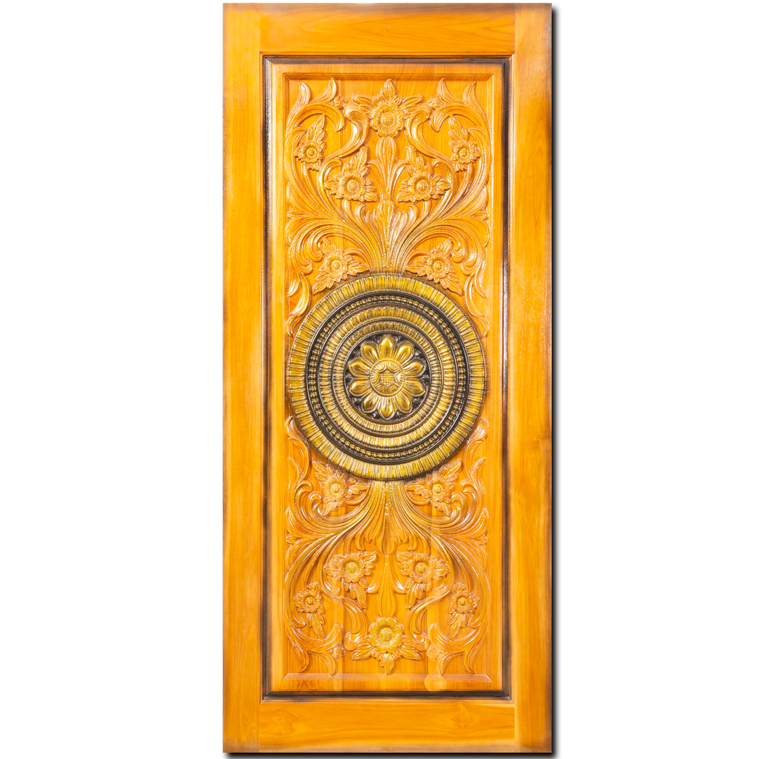 Ghana Teakwood | Carved and polished door | Twc Conch Chakra TD 115