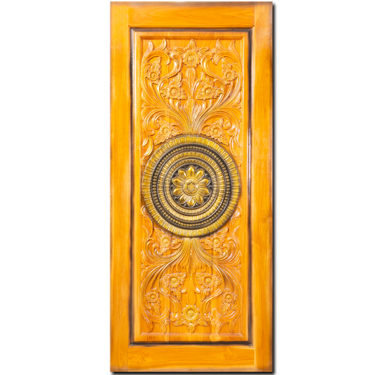 Ghana Teakwood | Carved and polished door | Twc Conch Chakra TD 115