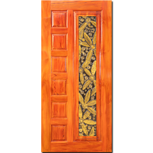 Ghana Teakwood |  Carved & Polished Door | Twc 7 Panel Autumn CT 111