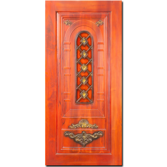 Ghana Teakwood |  Carved and Polished Door | Twc Deepam TD 116