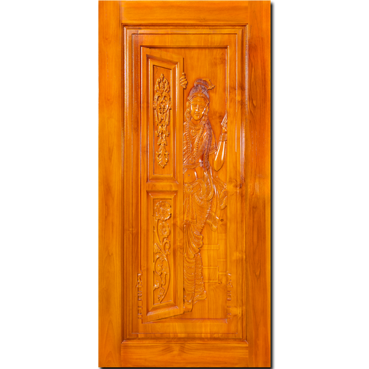 Ghana Teakwood |  Carved & Polished Door | Twc Mangai GC-82